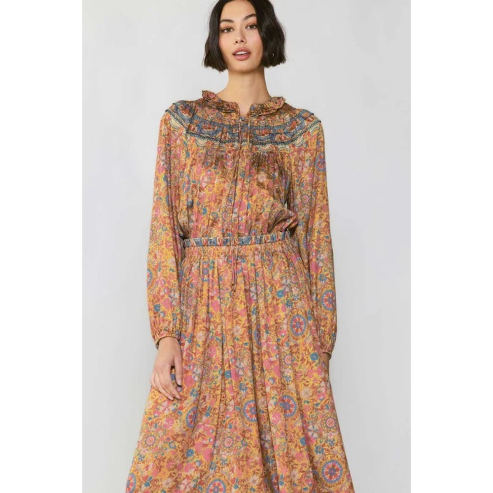 Current Air Vibrant Floral Long Sleeve Dress